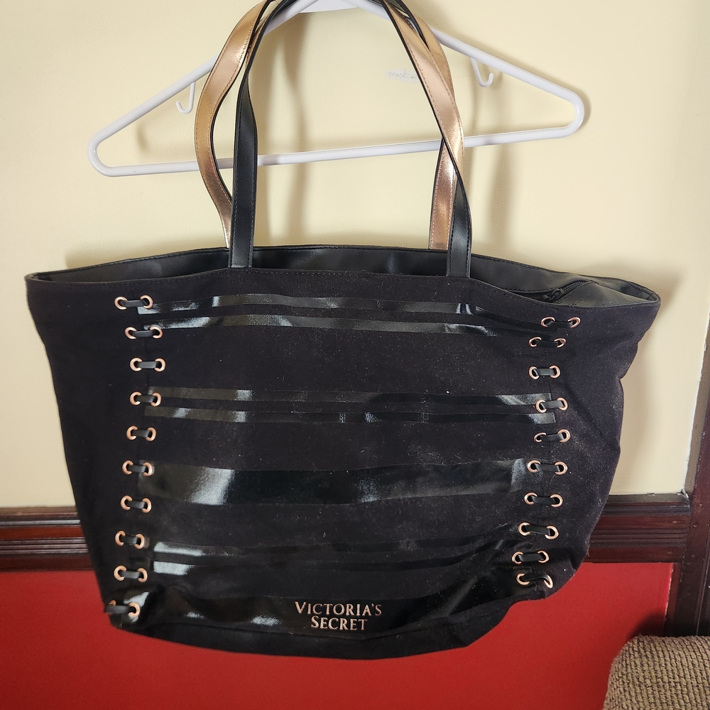 Victoria's Secret Large Black and Gold Tote